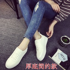 2017 winter thick white shoe lace all-match Korean tide female students leisure sports shoes shoes head Thirty-eight White thick bottom simple money