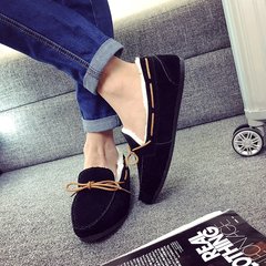 Autumn and winter peas shoes Korean plus velvet thick warm shoes a couple all-match lazy shoes shoes scoop Thirty-eight (black -1)