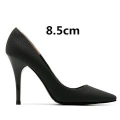 In autumn 2017 new female nude heels with a fine tip black snake all-match ol Korean occupation shoes in summer Thirty-eight Black -8.5CM heel