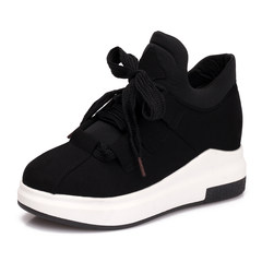 2017 Korean students in the spring and autumn shoes new shoes all-match fashion sports shoes soled shoes tide Muffin Thirty-eight Black cotton