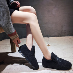 2017 Korean winter mopsycotton scoop shoes flat shoes with thick soles lazy bread Doug velvet shoes warm shoes Thirty-eight black