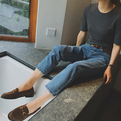 Casual shoes female Korean all-match 2017 Li Bei Lynn Sisy rice flower shoe Vintage Navy Mark shoes loafer Thirty-eight Coffee color