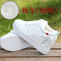 2017 autumn winter new Korean casual shoes with thick bottom all-match single high heels white shoe female increased Thirty-eight Autumn / winter / White / white