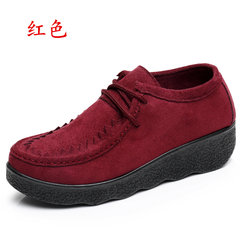 The fall of old Beijing shoes shoes shoes with a thick bottom slope platform shoes head strap shoes female Doug Thirty-eight gules