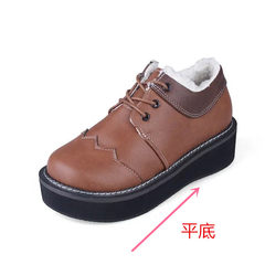 2017 autumn and winter new vintage background with thick cotton bulk shoes shoes casual shoes lace up shoes warm Thirty-eight brown
