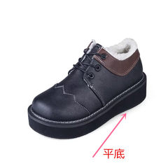 2017 autumn and winter new vintage background with thick cotton bulk shoes shoes casual shoes lace up shoes warm Thirty-eight black