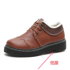 2017 autumn and winter new vintage background with thick cotton bulk shoes shoes casual shoes lace up shoes warm Thirty-eight Dark brown