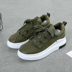 Female platform shoes thick bottom 2017 spring and Autumn New Korean students leisure sports shoes all-match running shoes Zichao Thirty-eight Army green