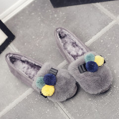 Maomao shoes female 2017 new autumn and winter with a thick cotton all-match Korean personality bottom rabbit Doug shoes tide Thirty-eight gray