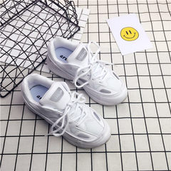 Ins winter sports shoes Korean Korean ulzzang Harajuku wind BF thick bottom students street running shoes tide Thirty-eight 623 white