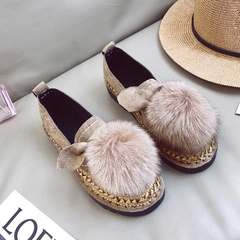 Special offer every day in autumn and winter shoes two rabbit frosted peas society wear plus velvet thick soled shoes to lazy pregnant women Thirty-eight Khaki