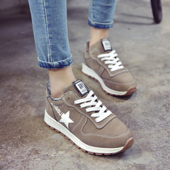 Korean version of the ulzzang plus sports shoes all-match cashmere thick soled running shoes warm shoes and flat shoes female students Thirty-eight Khaki