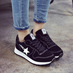 Korean version of the ulzzang plus sports shoes all-match cashmere thick soled running shoes warm shoes and flat shoes female students Thirty-eight Black color