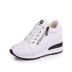 White shoe 2017 female new shoes in autumn increased all-match Korean side zipper shoes soled sports shoes Thirty-eight White Velvet