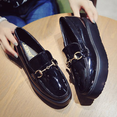 In the autumn of 2017 new platform shoes thick bottom leather shoes all-match Korean loafer shoes female students Thirty-eight black