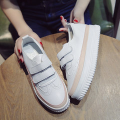 In the autumn of 17 new thick white shoe female street all-match Korean Velcro shoes muffin bottom shoes shoes Thirty-eight Pink