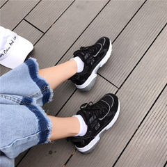 The new Korean ulzzang autumn sports shoes all-match Harajuku Street students thick soled running shoes tide Thirty-nine black