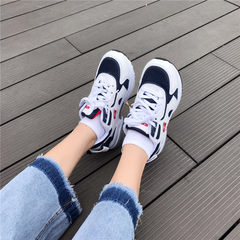The new Korean ulzzang autumn sports shoes all-match Harajuku Street students thick soled running shoes tide Thirty-eight Dark red
