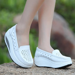 2017 shake shoes shoes spring white nurse shoes wedges platform shoes travel shoes black shoes Forty 8103/ white hollowed out