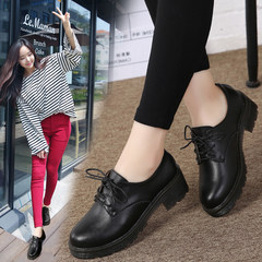 In the autumn of 2017 new students in the documentary shoes leisure shoes female British style thick bottom all-match plus velvet shoes tide Thirty-eight Quality black