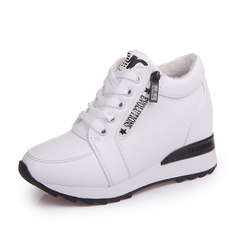 Autumn and winter increased shoes shoes plus white cashmere thermal sports shoes new thick bottom all-match student shoes Thirty-eight White Velvet