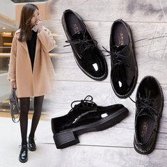 A small black leather shoes 2017 female new fall all-match Korean students Harajuku flat shoes shoes British Wind tide Thirty-eight Big fat, big one