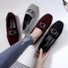 Maomao shoes autumn winter 2017 new Korean all-match tidal flat shoes size Doug shoes and cotton shoes scoop Thirty-eight Grey [short plush money]