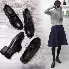 With black velvet shoes new all-match autumn Korean with low flat shoes lace up shoes winter student Harajuku Thirty-eight Feet big, wide, big one