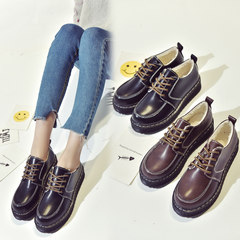 Winter day, soft sister doll shoes retro British Martin shoes soled shoes with cashmere Harajuku students Thirty-eight Black shoes