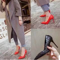 Red heels fall 2017 new female Korean girl with a fine all-match black women shoe winter Princess Thirty-seven [Collection + join shopping cart] contact customer service