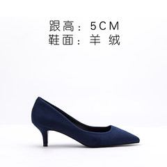 In the autumn of 2017 new black heels with a fine tip single occupation dress shoes female students all-match shallow mouth shoes Thirty-eight Blue fine heel [5cm]