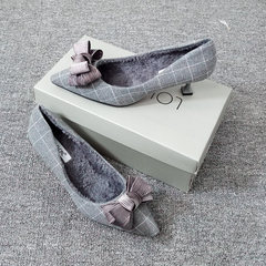 The cat with the shoe shoes with high heels with fine cashmere winter autumn 2017 new all-match Korean children Maomao shoes Thirty-eight M508-1 grey (with NAP)