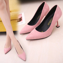 In the spring of 2017 new female high-heeled shoes with pointed shoes all-match cat with a fine fashion shoes shoes. Four Thirty-eight Pink [7.5 cm]