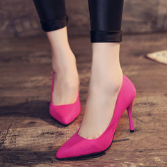 In the spring of 2017 new female high-heeled shoes with pointed shoes all-match cat with a fine fashion shoes shoes. Four Thirty-eight Rose red [9 cm]