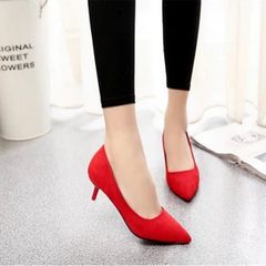 High heels female autumn 2017 new 3-5-7-9 cm all-match sexy with Korean occupation work shoes shoes Thirty-eight Red 3 cm 9389
