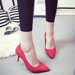 High heels female autumn 2017 new 3-5-7-9 cm all-match sexy with Korean occupation work shoes shoes Thirty-four Red 7cm