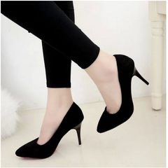 High heels female autumn 2017 new 3-5-7-9 cm all-match sexy with Korean occupation work shoes shoes Thirty-eight Black 9 cm