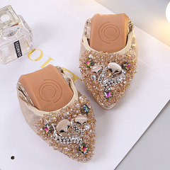 Diamond pointed shoes shoes and Doug flat shoes soft bottom mother female Korean women shoes size shoes 35 standard code number Golden