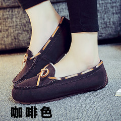 One sheep fur leather shoes and shoes Doug winter cashmere size shoes flat casual shoes mother pregnant women students Thirty-eight Coffee