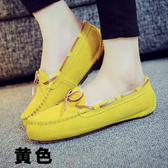 One sheep fur leather shoes and shoes Doug winter cashmere size shoes flat casual shoes mother pregnant women students Thirty-eight yellow