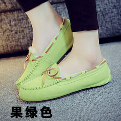 One sheep fur leather shoes and shoes Doug winter cashmere size shoes flat casual shoes mother pregnant women students Thirty-eight Fruit green