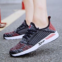 The men's air max shoes running shoes shoes Korean students tide shock deodorant leisure travel shoes 45 (standard size) 1709 black grey red (flying fabric)