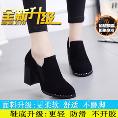 2017 new all-match Korean female shoes autumn winter British style thick with high heels shoes retro female head Thirty-eight Upgrade black