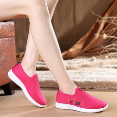 2017 spring and autumn old Beijing cloth shoes, flat shoes, single shoes net face, breathable sports shoes, women's shoes, women's shoes Thirty-seven Pink