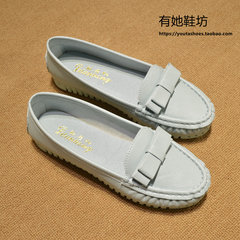 The spring and autumn season, Doug shoes soft bottom mother flats round shallow mouth flat white nurse shoes shoes Merchandiser Thirty-eight Sky blue