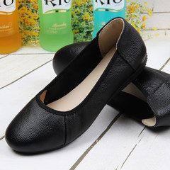 Daily specials, big size women's shoes, bow tie soft leather shoes, flat bottomed spring soft leather, mid aged women's shoes Forty-one 1109 black