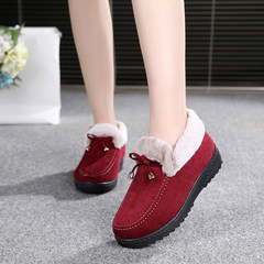 The old winter Beijing shoes women shoes women aged mother shoes and cashmere boots boots thick warm slip women Thirty-eight Bow Bordeaux