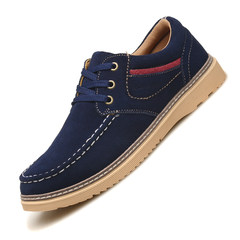 The New England men's fashion shoes autumn suede leather casual shoes male youth daily trend all-match logging shoes Thirty-eight Navy Blue