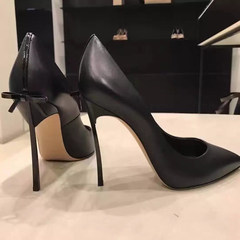 New small bow high heel with a fine sexy female all-match shallow mouth black shoes shoes nightclub Thirty-eight 12 centimeters and note color