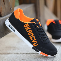 Men's winter warm autumn new men's canvas shoes casual shoes breathable British all-match deodorant shoes Forty-three Orange Black 6391